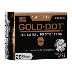 Gold Dot Personal Protection 380 Auto Ammo - 380 Auto 90gr Gold Dot Hollow Point 20/Box