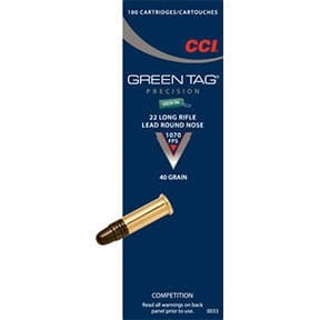 Green Tag Ammo 22 Long Rifle 40gr Lead Round Nose - 22 Long Rifle 40gr Lead Round Nose 100/Box
