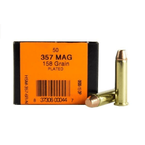 HSM Training Handgun Ammunition .357 Mag 158gr Plated FP 1058 fps 50/ct