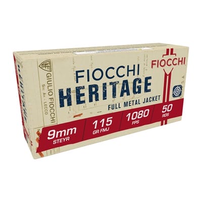 Heritage 9mm Steyr Ammo - 9mm Steyr 115gr Full Metal Jacket 50/Box