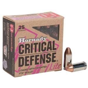 Hornady Critical Defense Lite 9mm Luger 100gr FTX Handgun Ammo - 25 Rounds