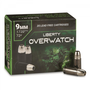 Liberty Overwatch 9mm+P Solid Hollow Point 72 Grain 20 Rounds