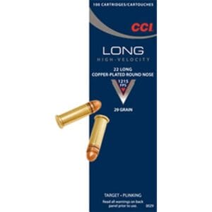 Long High Velocity Ammo 22 Long 29gr Cprn - 22 Long 29gr Copper Plated Round Nose 100/Box