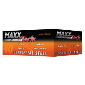 Maxxtech Essential Steel Case Rifle Ammunition 7.62x39 154gr SP 40/ct