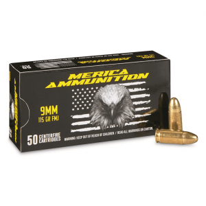 Merica Ammunition 9mm FMJ 115 Grain 50 Rounds