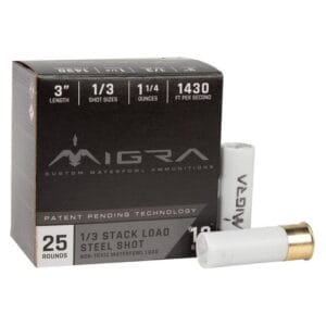 Migra Steel Shot 12 Gauge 3in #1/3 1-1/4oz Waterfowl Shotshells - 25 Rounds - #1,3