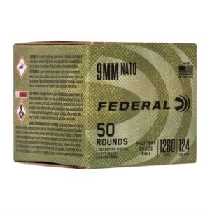 Military Grade 9mm Luger Ammo - 9mm Luger 124gr Full Metal Jacket 50/Box