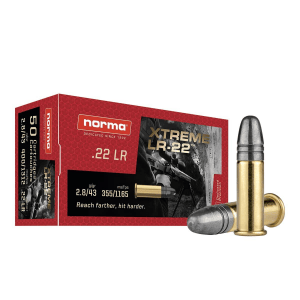 Norma XLR Rimfire Ammunition .22 LR 43gr LRN 1165 fps 50/ct