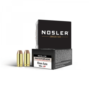 Nosler Match Grade Handgun Ammuntion 10mm Auto 180gr JHP 1150 fps 20/ct