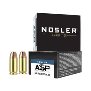 Nosler Match Grade JHP .45 ACP 185 Grain 980 Velocity Handgun Ammo