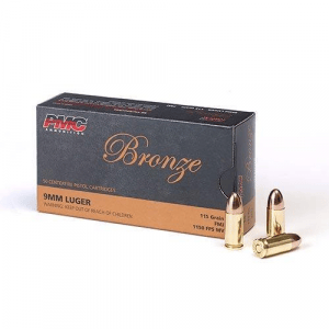 PMC Bronze Handgun Ammunition 9mm Luger 115 gr FMJ 1150 fps 50/ct