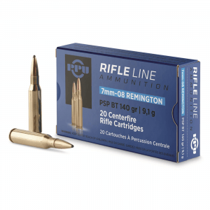 PPU 7mm-08 Remington PSP BT 140 Grain 20 Rounds