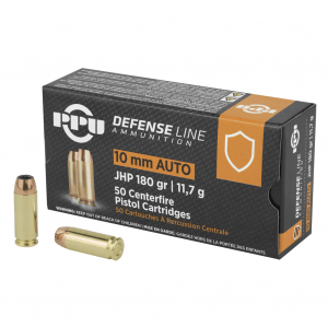 PPU Defense 10mm Auto 180Gr Jacketed Hollow Point 50 Bx/ 10 Cs Handgun Ammo (PPD10)