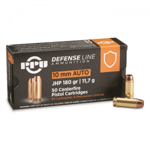 PPU Defensive Line 10mm JHP 180 Grain 50 Rounds