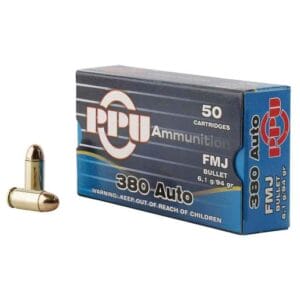 PPU Handgun 380 Auto (ACP) 94gr FMJ Handgun Ammo - 50 Rounds