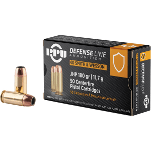 PPU Handgun Ammunition .40 S&W Auto 180 gr JHP 967 fps 50/ct