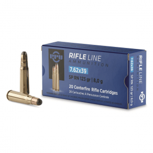 PPU Rifle Ammunition 7.62x39 123gr SP 22350 fps 20/ct