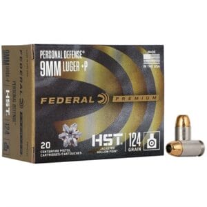 Personal Defense Hst 9mm Luger Ammo - 9mm Luger +p 124gr Hst Jacketed Hollow Point 20/Box