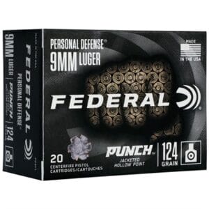 Personal Defense Punch 9mm Luger Ammo - 9mm Luger 124gr Jacketed Hollow Point 20/Box