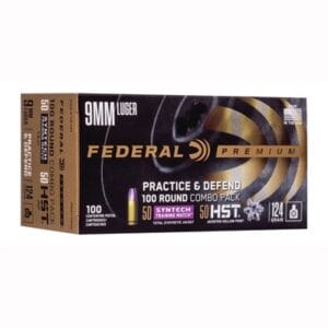 Practice & Defense 9mm Luger Ammo - 9mm Luger 124gr Hst Jhp/Syntech Tsj 100/Box