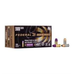 Practice & Defense 9mm Luger Ammo - 9mm Luger 147gr Hst Jhp/Syntech Tsj 100/Box