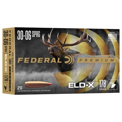 Premium Big Game 30-06 Springfield Rifle Ammo - 30-06 Springfield 178gr Eld-X Polymer Tip Boat Tail 20/Box