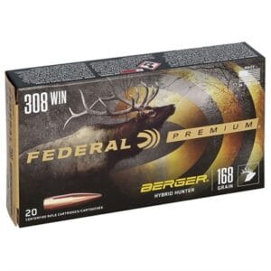 Premium Hybrid Hunter 308 Winchester Ammo - 308 Winchester 168gr Berger Hybrid Hunter 20/Box