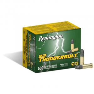 Remington .22 Thunderbolt Rimfire Ammunition .22 LR 40 gr RN 1255 fps 500/ct