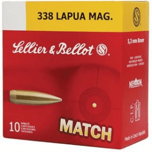 SELLIER & BELLOT 338 Lapua Mag 250 Grain HPBT Ammo, 10 Round Box (SB338LMA)