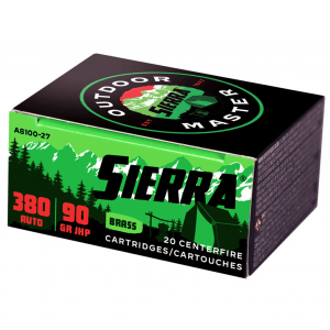 SIERRA Outdoor Master 380 Auto 90gr Jacketed Hollow Point Pistol Ammo (A8100-27)