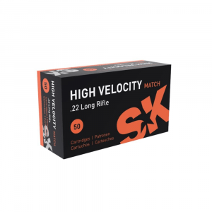 SK High Velocity Match Rimfire Ammunition .22 LR 40gr 1263 fps 50/ct