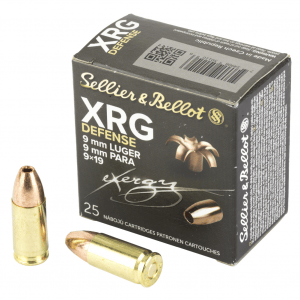 Sellier & Bellot XRG, 9MM, 100 Grain, Jacketed Hollow Point, 25 Round Box SB9XA