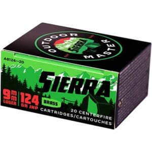 Sierra Outdoor Master 9mm Luger 124gr JHP Handgun Ammo - 20 Rounds