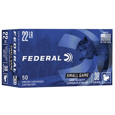 Small Game 22 Long Rifle Rimfire Ammo - 22 Long Rifle 38gr Copper Plated Hollow Point 50/Box