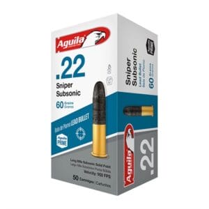 Sniper Subsonic 22 Long Rifle Rimfire Ammo - 22lr 60gr Sniper Subsonic Lead Solid Point 50/Box