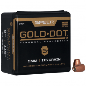 Speer Ammunition Gold Dot, .355 Diameter, 9MM, 115 Grain, Hollow Point, 100 Count 3994