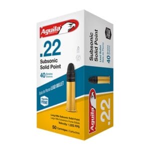 Subsonic Lead Solid Point 22lr Ammo - 22 Long Rifle 40gr Subsonic Lead Solid Point 50/Box