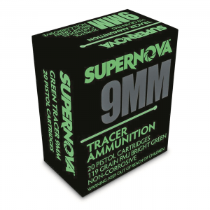 Supernova Green Tracer Ammo 9mm FMJ 119 Grain 20 Rounds