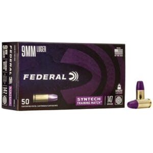 Syntech Training Match 9mm Ammo - 9mm Luger 147gr Syntech Jacket Flat Nose 50/Box