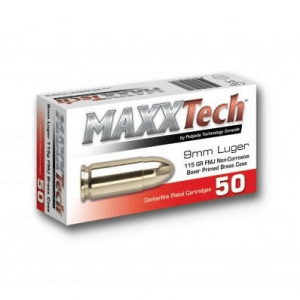 Tula Ammo MaxxTech Handgun Ammunition 9mm Luger 115 gr FMJ 1150 fps 1000/ct