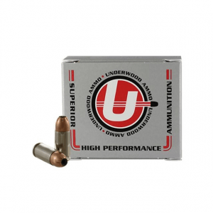 Underwood Hunting & Self Defense Handgun Ammunition 9mm Luger(+P) 124gr JHP 1225 fps 20/ct