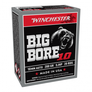 WINCHESTER AMMO Big Bore 10mm Auto 200gr SJHP 20rd/Box Handgun Ammo(X10MMBB)