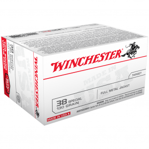 WINCHESTER USA 38 Special 130Gr Full Metal Jacket 100rd Box Bullets (USA38SPVP)