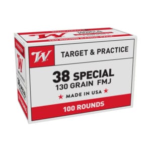 Winchester .38 Special 130 Grain FMJ Centerfire Handgun Ammo - 100 Rounds