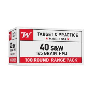 Winchester .40 S&W 165 Grain FMJ Centerfire Handgun Ammo - 100 Rounds