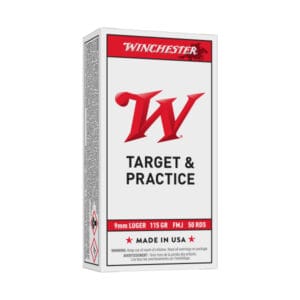 Winchester 9mm Luger 115 Grain FMJ Centerfire Handgun Ammo - 50 Rounds