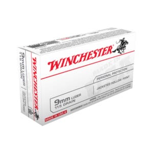 Winchester 9mm Luger 115 Grain JHP Handgun Ammo