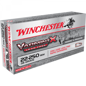 Winchester Lead Free Varmint X Rifle Ammunition .22-250 Rem 38 gr. HP 4090 fps 20/ct