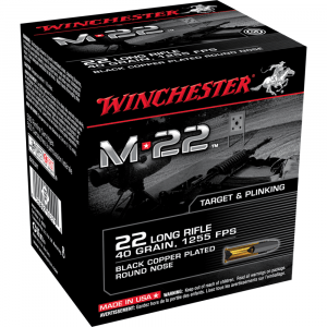 Winchester M-22 Rimfire Rifle Ammunition .22 LR 40 gr. RN 1000/ct