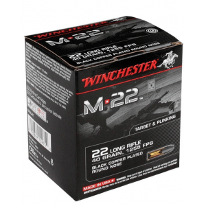 Winchester M-22 Rimfire Rifle Ammunition .22 LR 40 gr. RN 1255 fps 500/ct